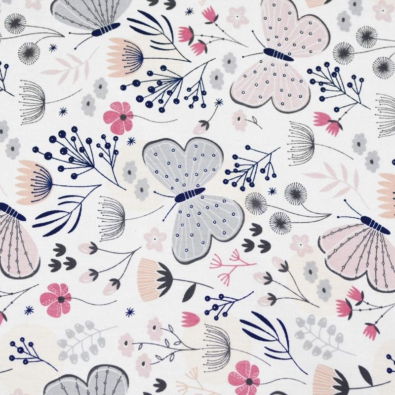 100% Bomull Fjäril Blommig Spjälsäng Sängkläder Set 4st Girl's Rosa Volanger Barnkammare