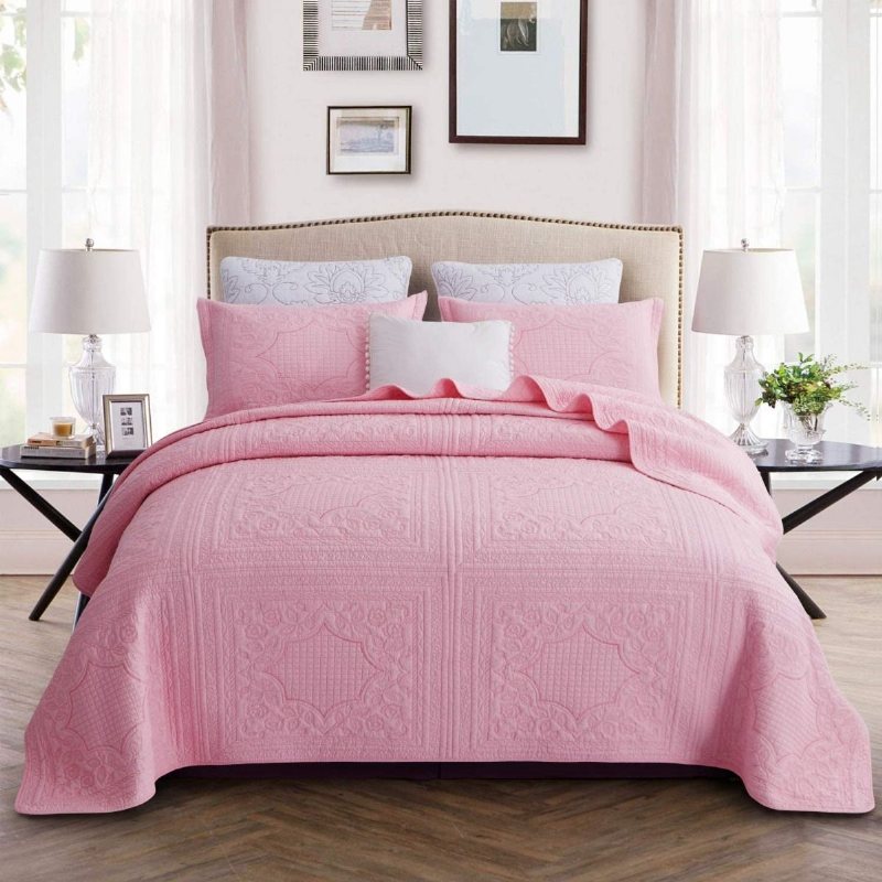 100% Bomull Lyxiga Sängkläder Set Farmhouse Vintage Quilt Set 3st Quiltat Överkast Coverlet Set