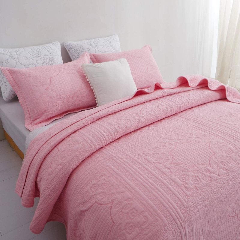 100% Bomull Lyxiga Sängkläder Set Farmhouse Vintage Quilt Set 3st Quiltat Överkast Coverlet Set