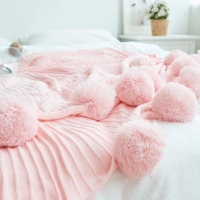 100 % Bomull Mjuka Pompoms Fransfilt Hypoallergena Vändbara Enfärgade Stickade Plagg