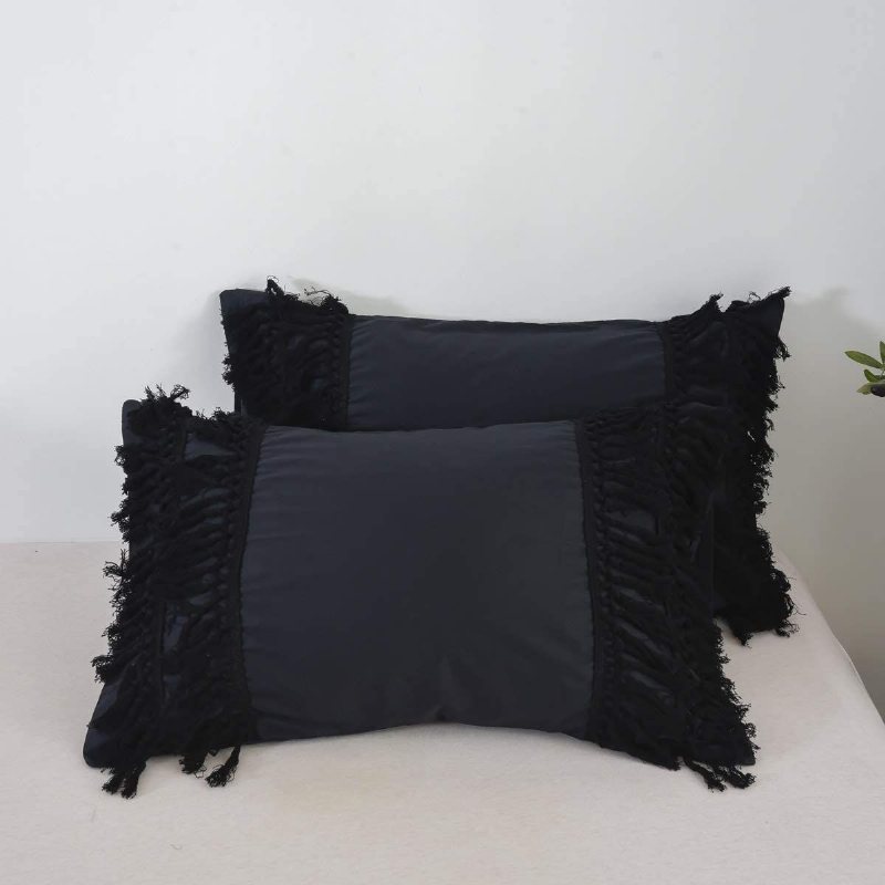 100 % Bomull Tofs Fransad Design Enfärgad Påslakanset Set I Bohemisk Stil 1 Påslakan Och 2 Kuddar