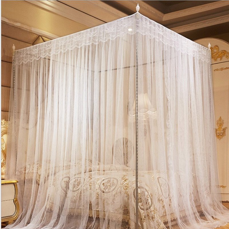 1.8 X 2 M Lyx Princess Style Säng Nätgardin Panel Sängkläder Baldakin Fyra Hörn Myggnät