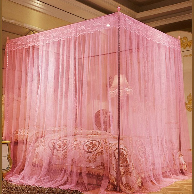 1.8 X 2 M Lyx Princess Style Säng Nätgardin Panel Sängkläder Baldakin Fyra Hörn Myggnät