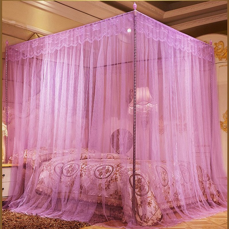1.8 X 2 M Lyx Princess Style Säng Nätgardin Panel Sängkläder Baldakin Fyra Hörn Myggnät