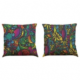 2 St Geometriska Abstraktion Kuddfodral Multi Färger Vintage Blommiga