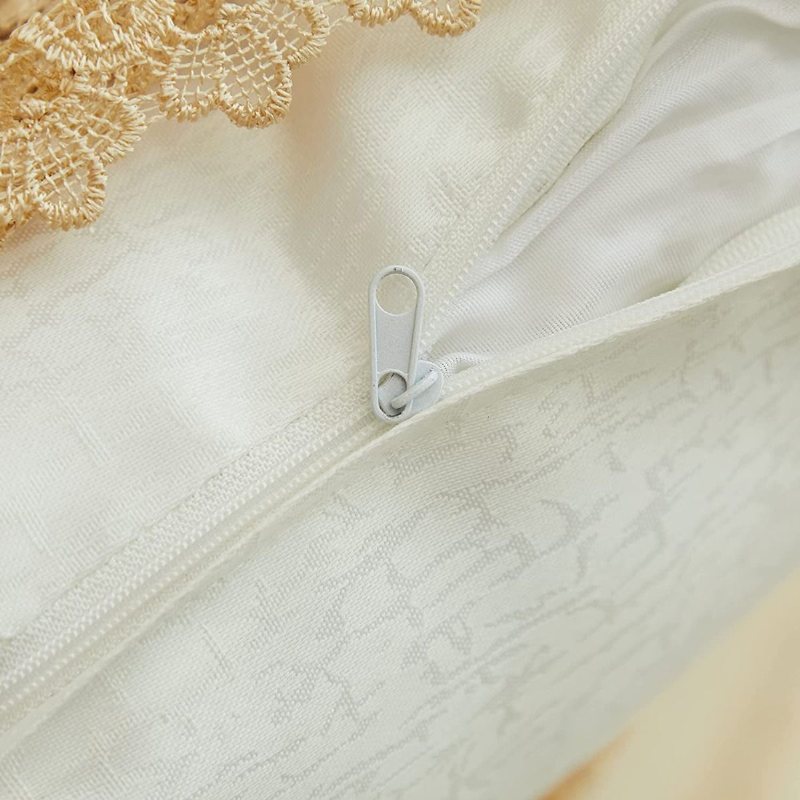 2 St Rosa Blomma Broderade Guld Spetskantade Kuddfodral Handgjorda Eleganta Soffkuddfodral18x18 Tum