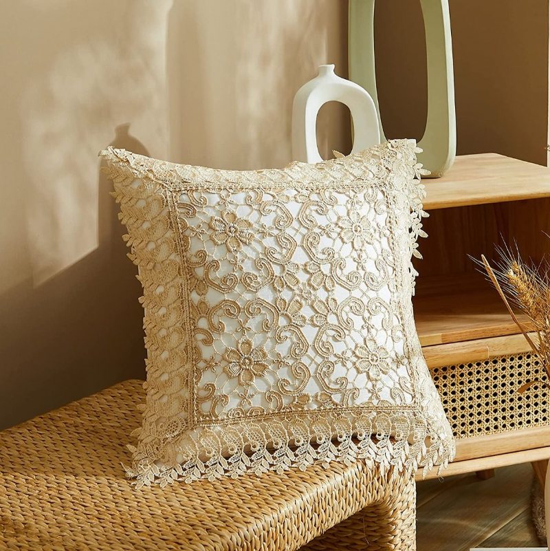 2st Dekorativa Kuddfodral Broderi Blommigt Bladmönster Soffa För Säng Vardagsrum Stol18x18 Tum