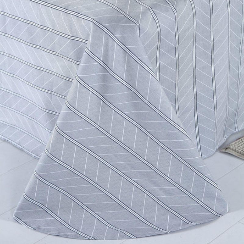 3 Eller 4 St Mörkblå Ren Bomull Taft Stripe Printed Sängkläder Set