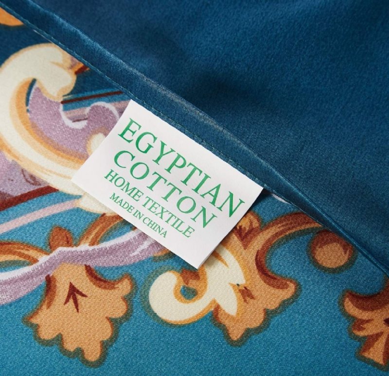 3 St Blå Och Guld Blågrön Sängkläder Vintage Damast Blommigt Påslakan Boho Turkos 100 % Egyptisk Bomull 1000 Trådantal Hypoallergen Marinblå