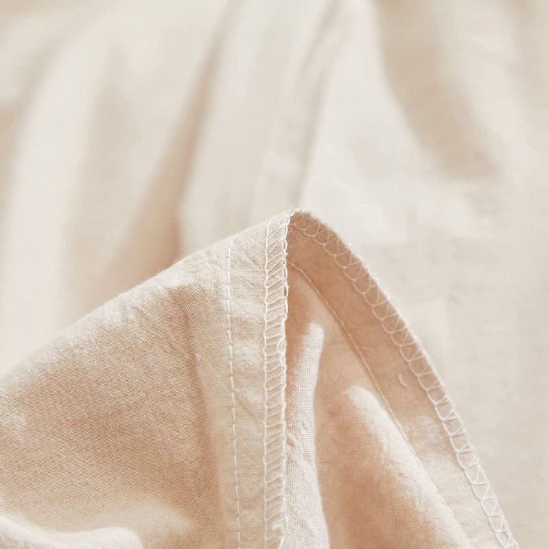 3 St Boho Sängkläder Set 100 % Tvättad Bomull Triangel Tofs Spetsdesign Påslakan Set Ljusbrun Färg