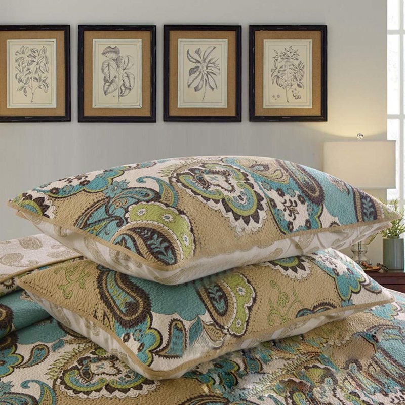 3 St Europeiskt Vackert Virvelmönster Med Blommönster Täcke Set Queen Size Bomull Sängöverkast Quilt Set