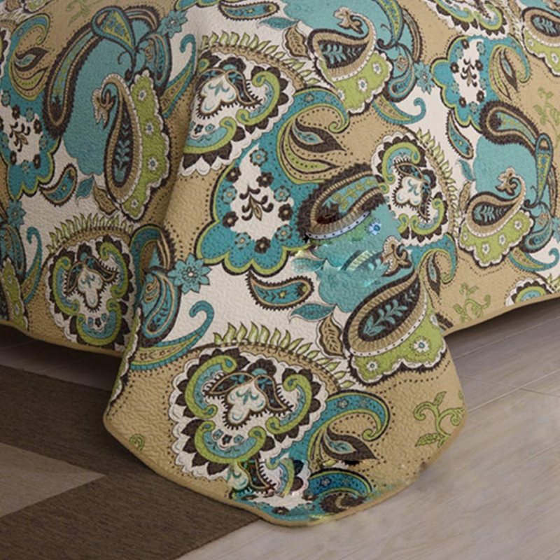 3 St Europeiskt Vackert Virvelmönster Med Blommönster Täcke Set Queen Size Bomull Sängöverkast Quilt Set