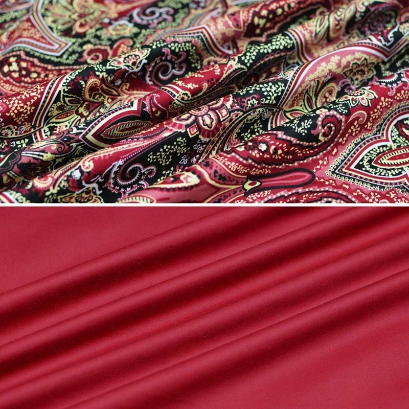 3 St Lyxiga Röda Damast Och Paisley Sängkläder Set 100% Egyptisk Bomull Mjuk Och Bekväm Blommig Påslakan Set