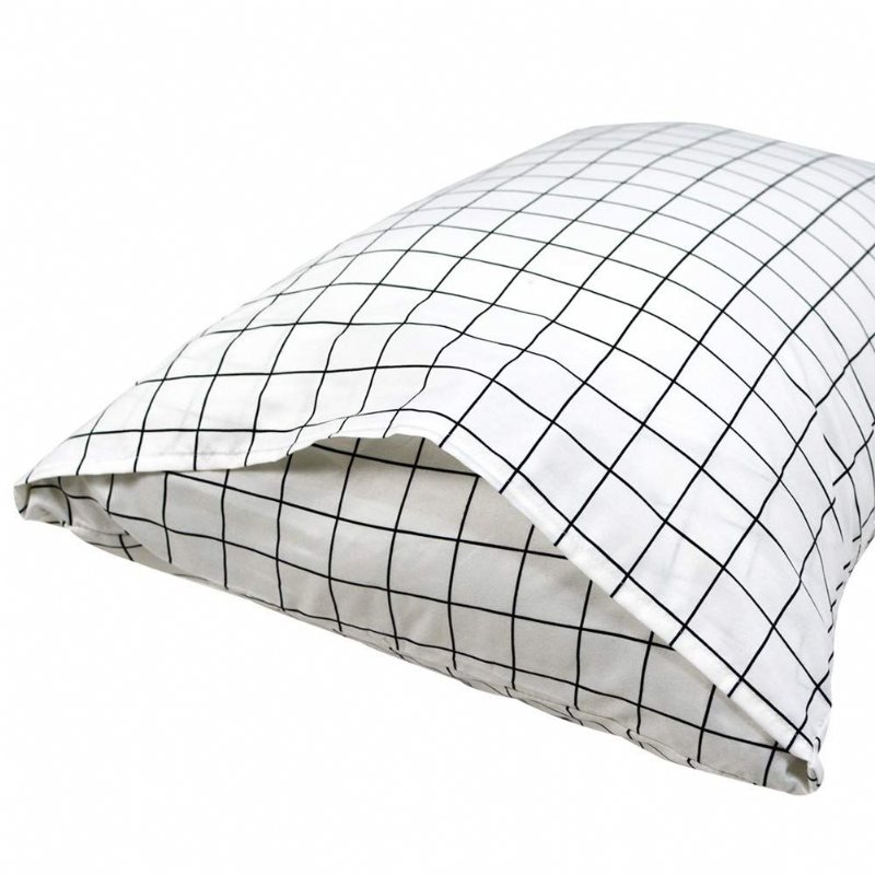 3 St Queen Size Modern Vit Grid Design Påslakan Set Borstad Microfiber Sängkläder