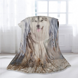 3d Print Husky Filt Soffa Quilt Modeöverdrag Rese Barn Sängkläder Sammet Plysch Throw Fleece