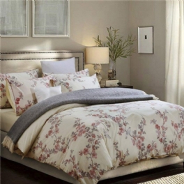 3st Chinoiserie Blommigt Påslakanset Asiatiskt Porslinsstil Trädblomning Och Fåglar Blåvitt Vattenfärgsmönster Sängset