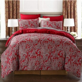 3st Lyx Paisley Sängkläder Set Burgundy Color Bohemian Damask 800tc 100% Egyptisk Bomull Påslakanset