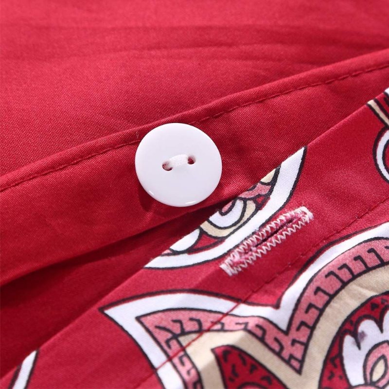 3st Lyx Paisley Sängkläder Set Burgundy Color Bohemian Damask 800tc 100% Egyptisk Bomull Påslakanset