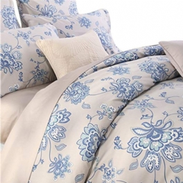 3st Lyxigt Blommigt Sängkläder Set Blå Blommor Design 800 Trådantal 100% Bomull Påslakan Set
