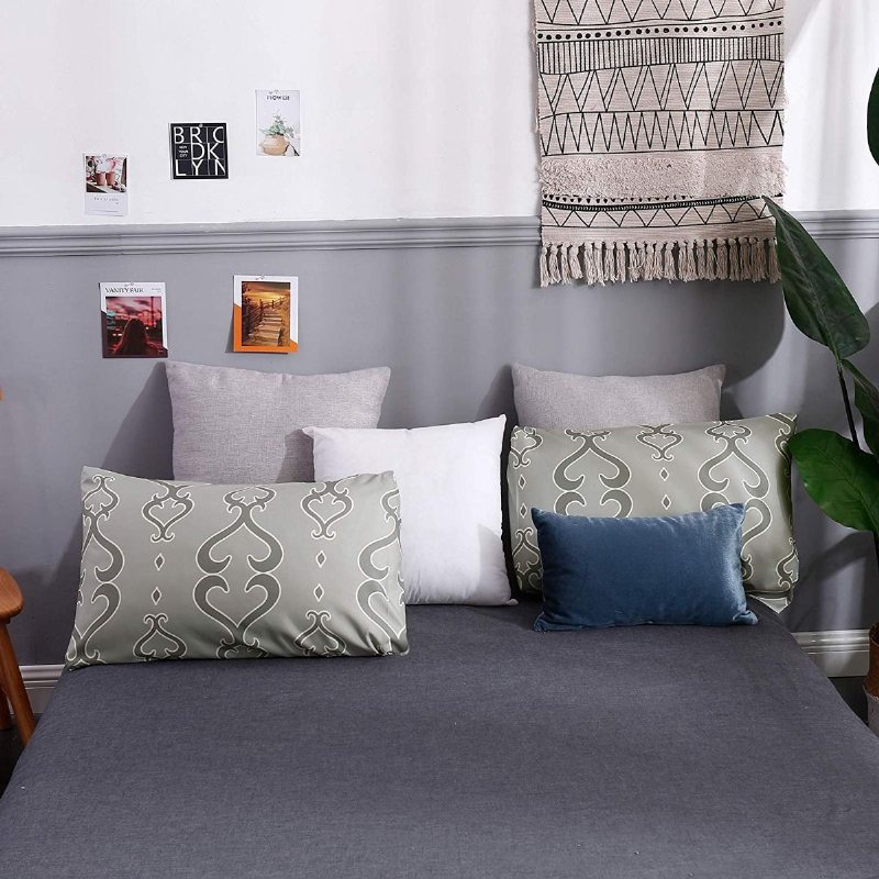 3st Paisley Percale Wave Sängkläder Set 1800 Thread Count Borstad Mjuk Microfiber Påslakan Set Moss Green