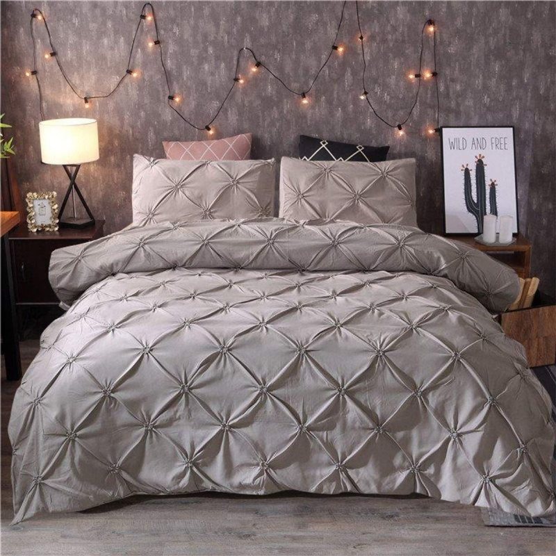 3st Pinch Pleat Påslakan Set Modernt Och Lyxigt Pintuck Sängkläder Set