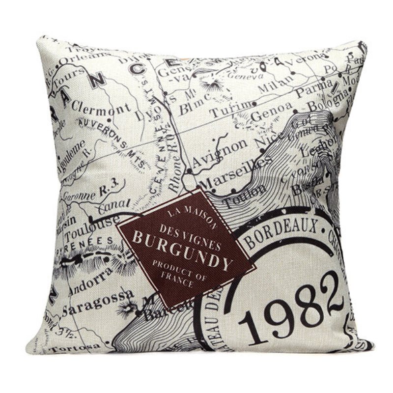 43x43cm Färgglad Världskarta Mode Bomull Linne Örngott Hem Soffa Sitt Säng Bil Kudde Inredning