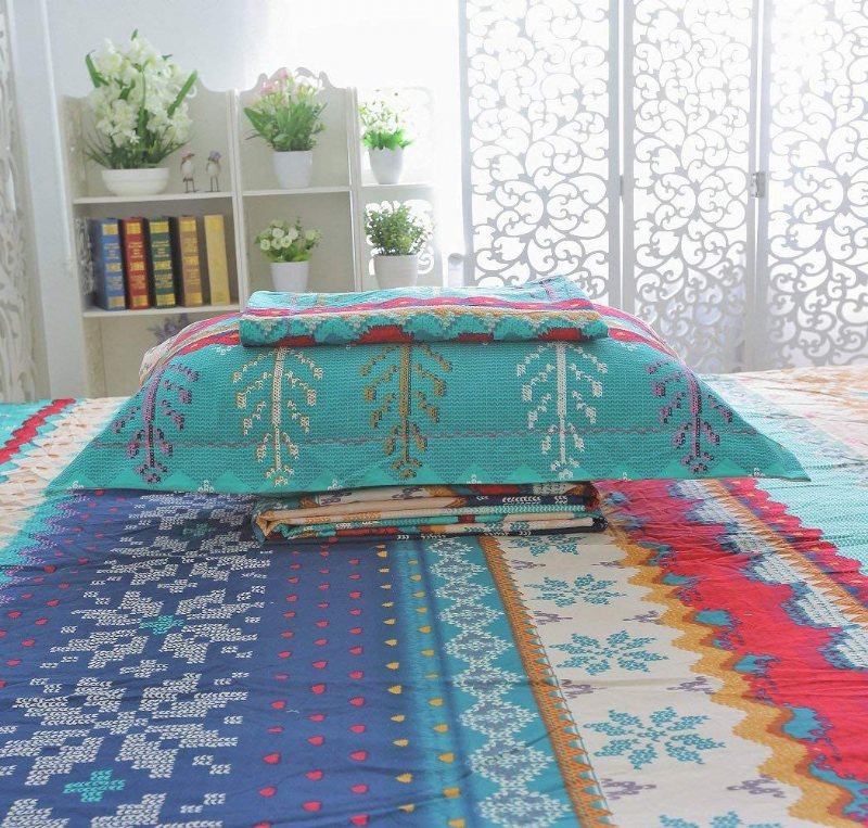 4st Boho Lakan Set Snowflake Printed Sängkläder Set
