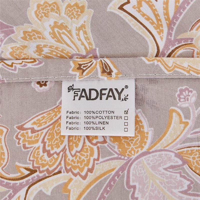 4st Elegant Vintage Sängkläder Set Guld Paisley Grå Lakan Set Andas 100% Bomull Ultra Mjukt Djupt Ficklakan