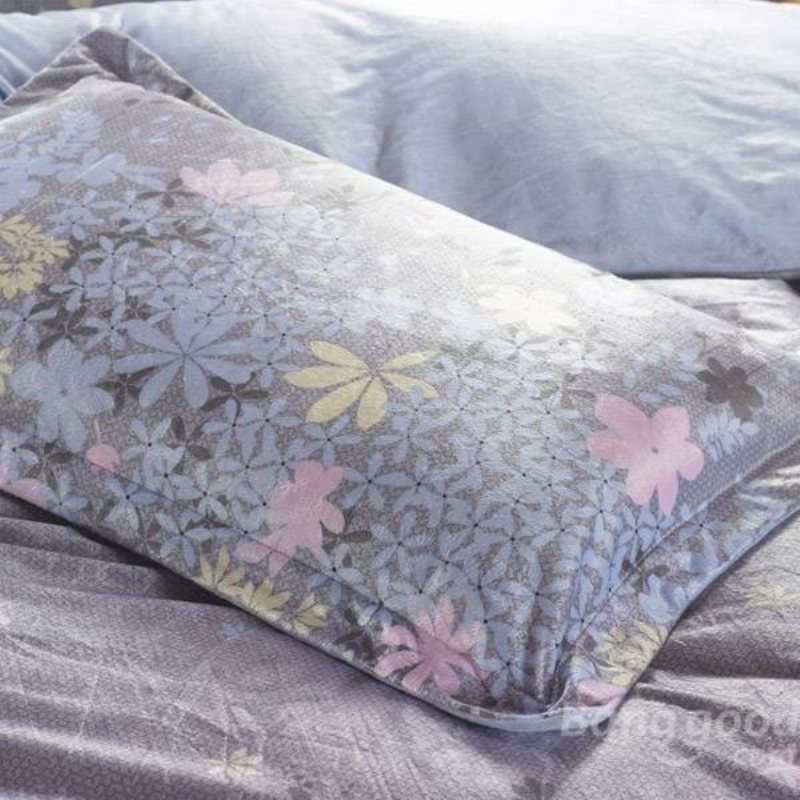 4st Kostym Polyesterfiber Lila Rosmarin Reaktiv Färgning Sängkläder Set