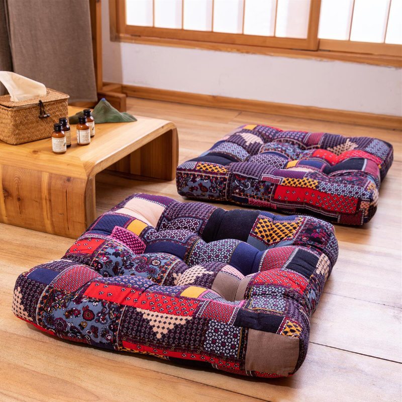 55x55x10cm Fyrkantig Tatami-kudde Bomull Linne Golvkudde Stol Sittdyna Matta