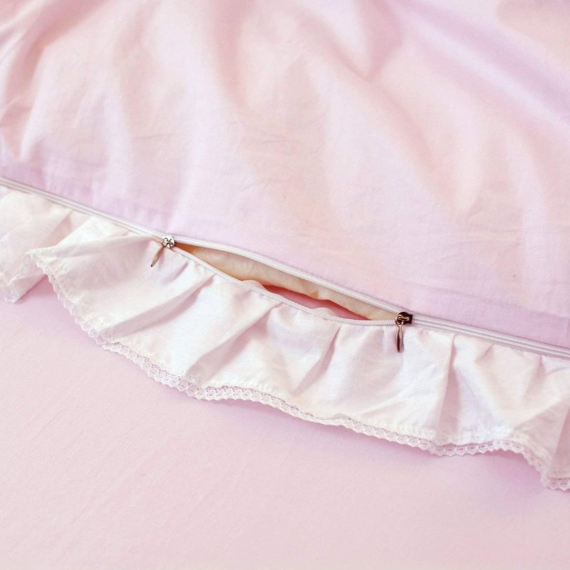 5st Pink Princess Sängkläder Set Queen Size Flerlagers Volanger Påslakan Sängkjol 100% Bomull Set