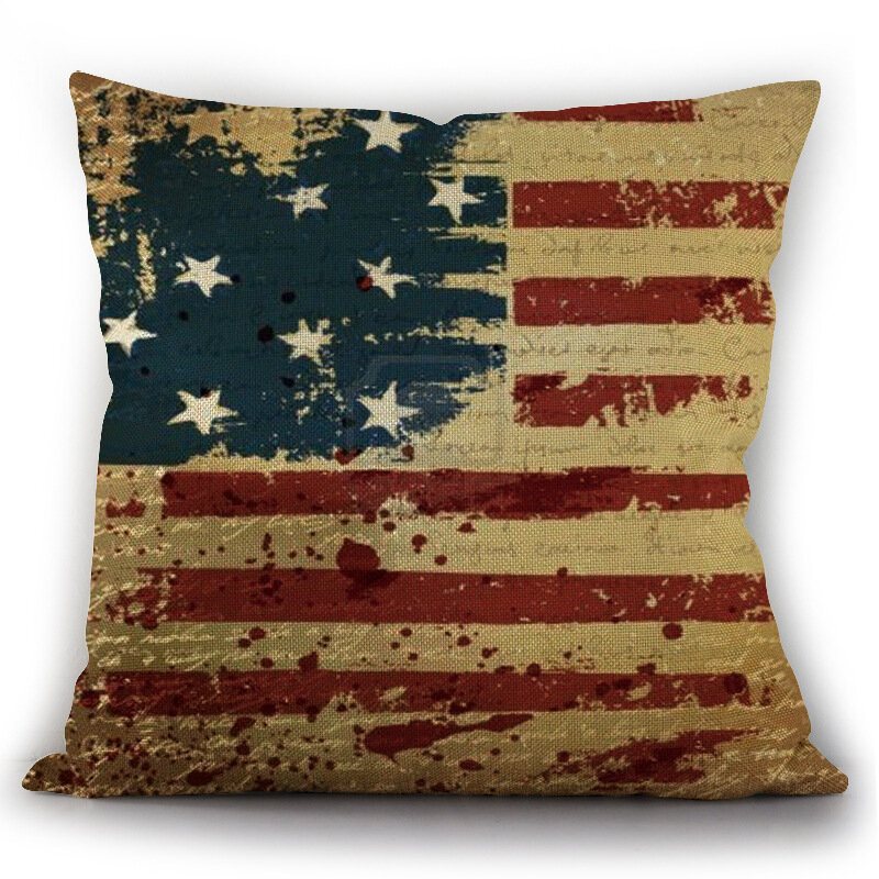 American Independence Day Kuddmålning Flag Linne Örngott Kuddfodral