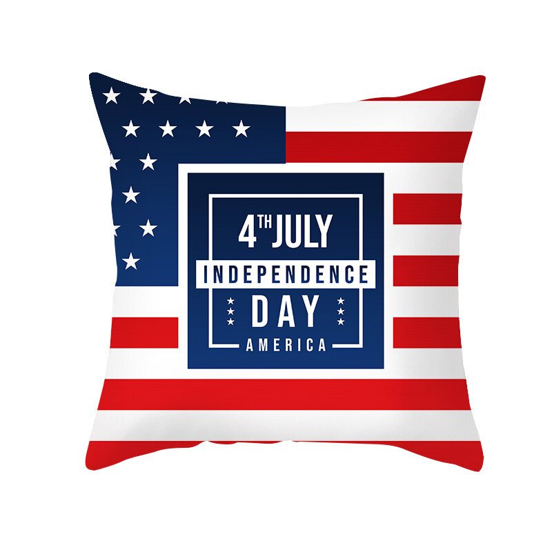 American Independence Day Örngott Custom Simple Peach Skin Kuddfodral Soffa Hem