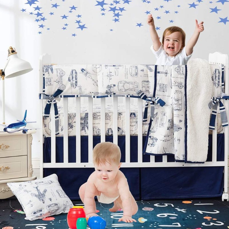 Baby Boy's Crib Sängkläder Set Bilar Tank Helikopter Flygplan Dreamy Nursery Set
