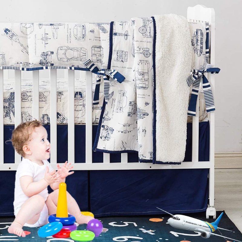 Baby Boy's Crib Sängkläder Set Bilar Tank Helikopter Flygplan Dreamy Nursery Set