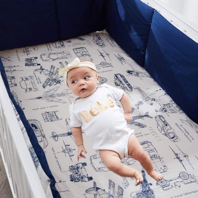 Baby Boy's Crib Sängkläder Set Bilar Tank Helikopter Flygplan Dreamy Nursery Set