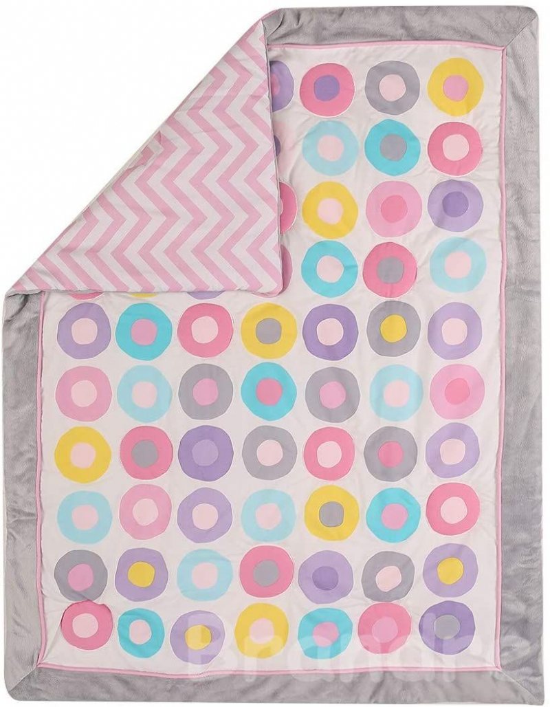 Baby Girl's Nursery Sängkläder Set Färgglada Circle Dot Design Spjälsäng Bebis Täcken Set