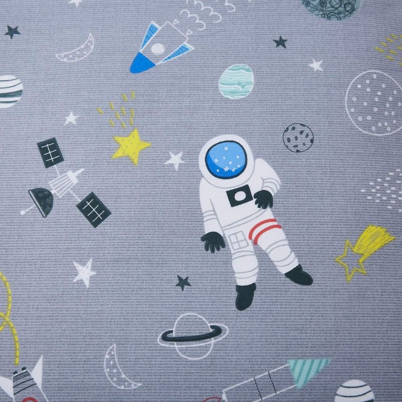 Barn Sängkläder Set Yttre Rymdtema Pojkar Astronaut Grå 100 % Bomull Påslakan Set Vändbar Dragkedja