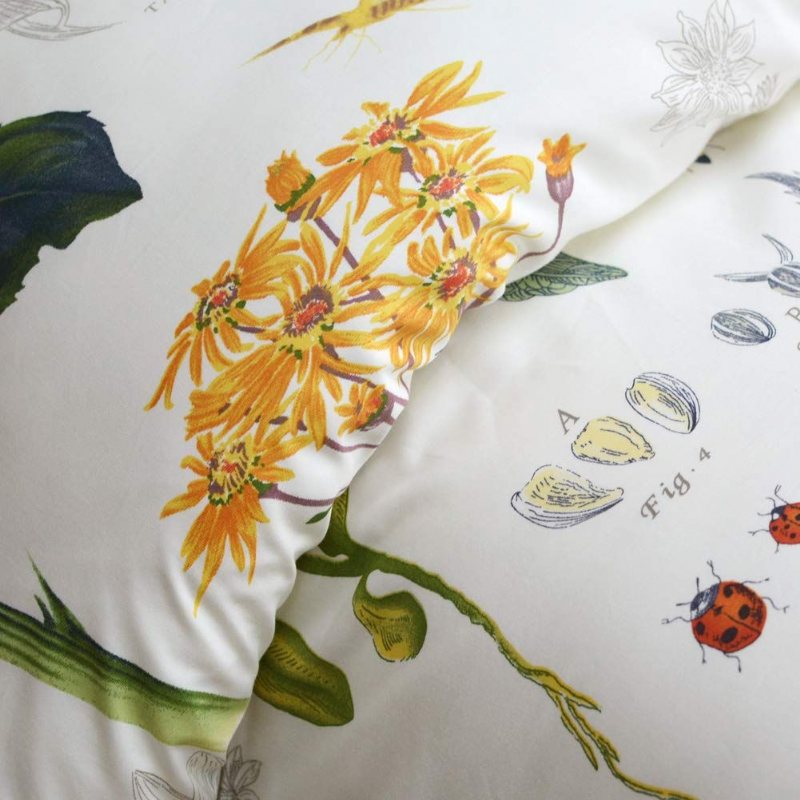 Blommig Solrosdesign Sängkläder 3 St (1 Påslakan + 2 Örngott/shams) 60% Bambufiber + 40% Egyptisk Bomull Small Fresh
