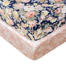 Blommigt Spjälsäng Lakan Blush Rosa Chic Rose Baby Sängkläder Vintage Nursery Set För Flicka Navy 2-pack