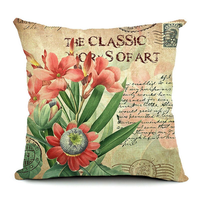 Blommönster Quote Kuddfodral Glittrande Och Färgglad Bomull Linne Vintage Stil