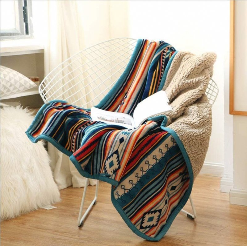 Bohemian Fleecefilt Plysch Supermjuk Sherpa-slängfilt 50"x60" Bekvämt Plagg För Säng/soffa/soffa/kontor/camping