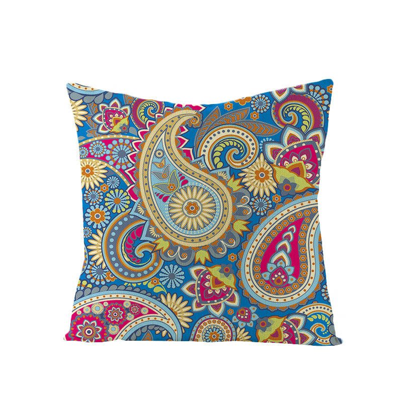 Bohemian Mandala Folk Geometrisk Stil Linne Kuddfodral Hemsoffa Konstdekor