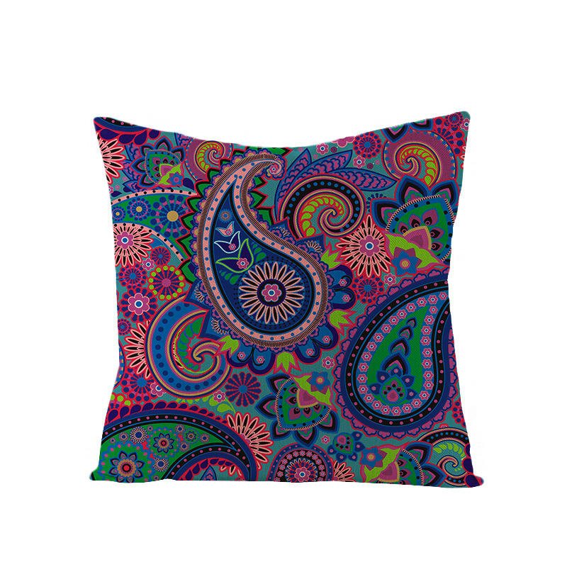 Bohemian Mandala Folk Geometrisk Stil Linne Kuddfodral Hemsoffa Konstdekor