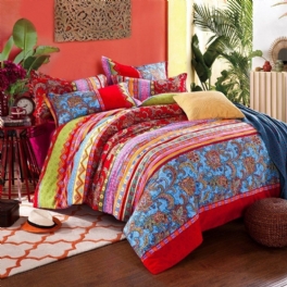 Bohemisk Etnisk Stil Sängkläder Chic Boho American Country Style Påslakan Set Full Queen 100% Bomull 4st