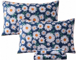 Daisy Flowers Tryckt Lakan Set 100% Bomull Super Mjuk 4st Flickor Sommar Blommig Sängkläder Vintage Farmhouse Deep Pocket Fitted Set