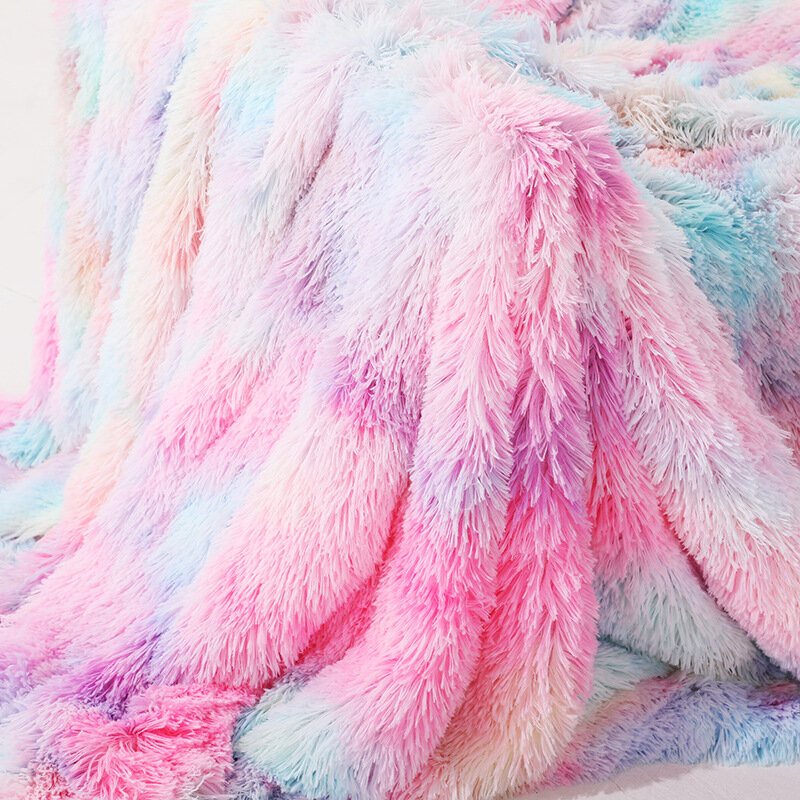 Dubbelsidig Plysch Tie-dyed Filt Sofföverdrag Lunchpaus