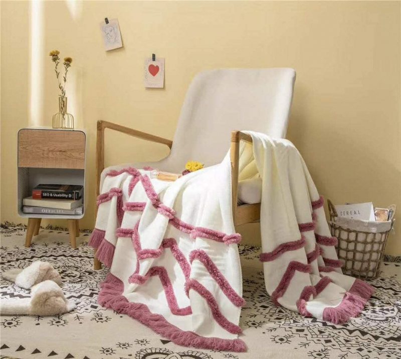 Elegant Chic Dekorativ Plädfilt I Amerikansk Stil Soffa/säng/ Kontorsfilt Med Fransar Tofs 51"x62"