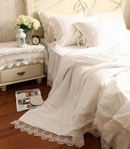 Elegant Och Shabby Vacker Guipure Snövit Spets Påslakan Överkast Set 100% Bomull 60 Tyg Antal Utsökt Hantverk 4-delade