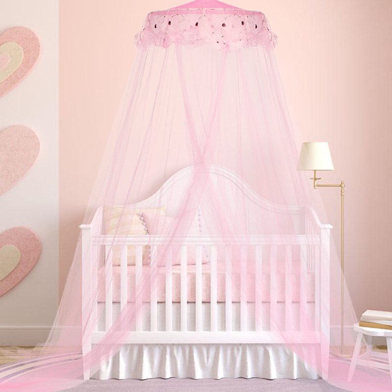 Elegant Spetssäng Myggnät Mesh Canopy Princess Round Dome Sängnät